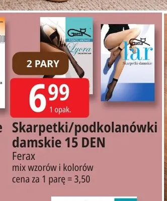 Skarpetki damskie 15 DEN 2-pak Ferax promocja w Leclerc