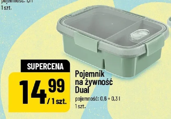 Pojemnik na żywność dual pojemność 0.6 + 0.3l 1szt. POLOmarket promocja w POLOmarket
