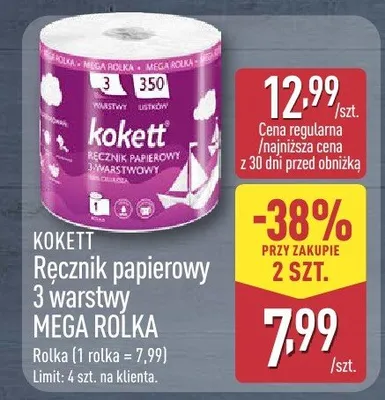 Ręcznik papierowy 3 warstwy MEGA ROLKA Kokett promocja w Aldi