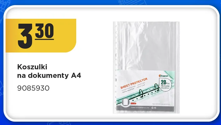 Koszulki na dokumenty A4 Chanyi 20-pak promocja w MR. DIY