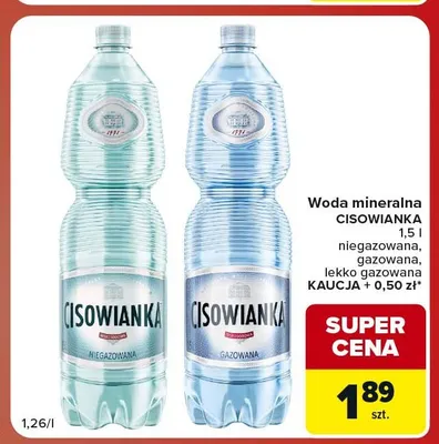 Woda mineralna niegazowana Cisowianka promocja w Carrefour Market