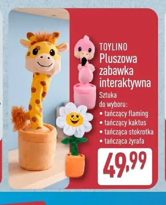 Pluszowa zabawka interaktywna tańcząca stokrotka Toylino promocja w Aldi