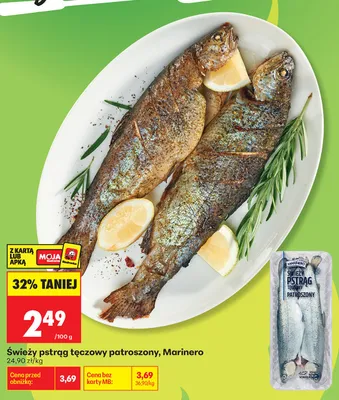 Świeży pstrąg tęczowy patroszony Marinero promocja w Biedronka