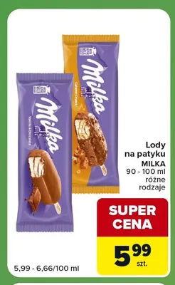 Lody na patyku Milka Vanilla & Chocolate promocja w Carrefour Express