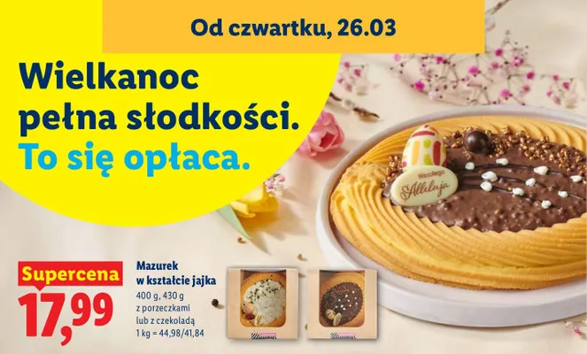 Mazurek w kształcie jajka z czekoladą promocja w Lidl