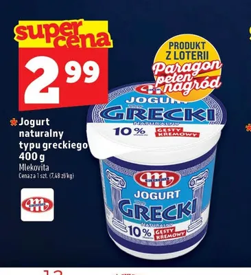 Jogurt naturalny typu greckiego Mlekovita promocja w TOPAZ