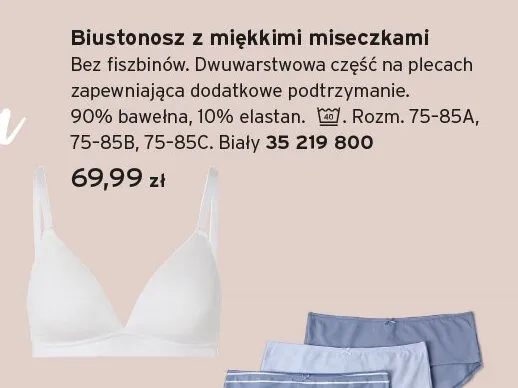Biustonosz damski z miękkimi miseczkami Tchibo biały promocja w Tchibo