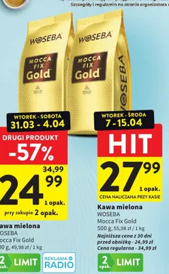 Kawa mielona Mocca Fix Gold promocja w Intermarche
