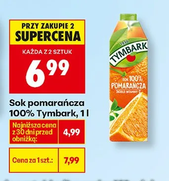 Sok pomarańcza 100% promocja w Biedronka