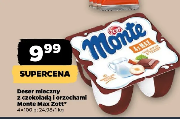 Deser mleczny z czekoladą i orzechami Monte Max Zott promocja w Netto