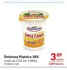 Śmietana Piątnica 18% promocja w Makro