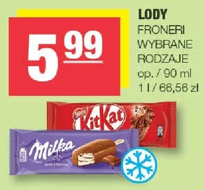 Lody Froneri wybrane rodzaje promocja w SPAR