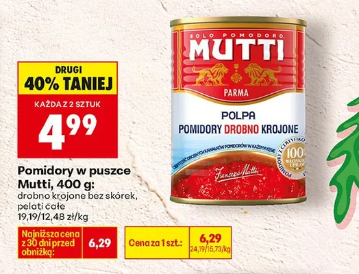 Pomidory w puszce pelati całe promocja w Biedronka
