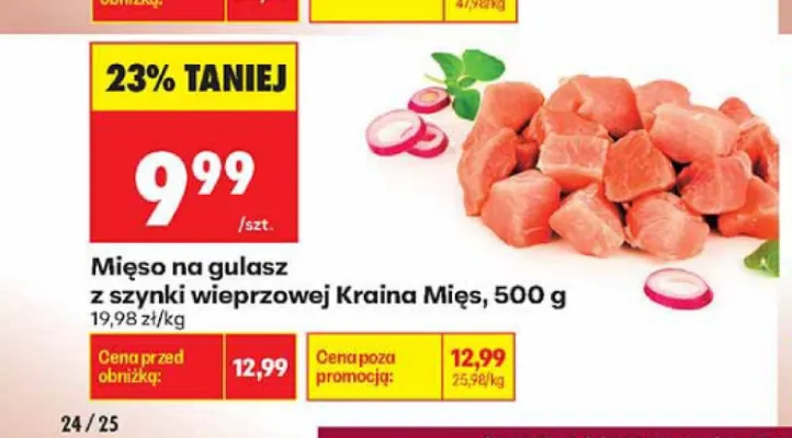Mięso na gulasz z szynki wieprzowej Kraina Mięs promocja w Biedronka