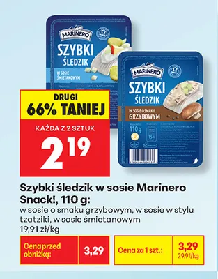 Szybki śledzik w sosie w stylu tzatziki Marinero Snack! promocja w Biedronka