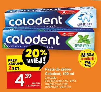 Pasta do zębów Super Biel, Super Fresh promocja w Twój Market