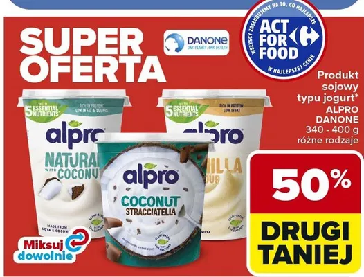 Produkt sojowy typu jogurt Alpro Danone promocja w Carrefour Market