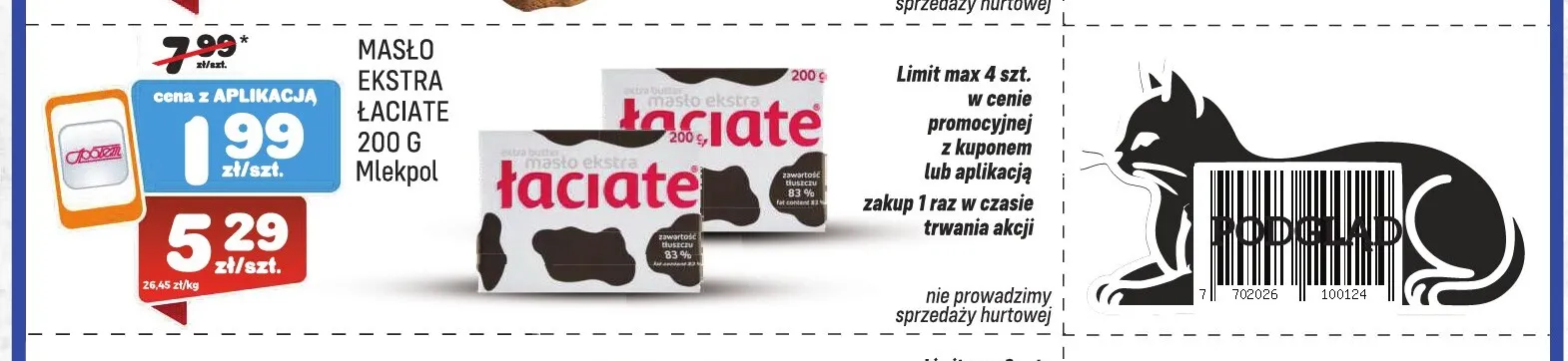 Masło ekstra Łaciate promocja w Społem Praga