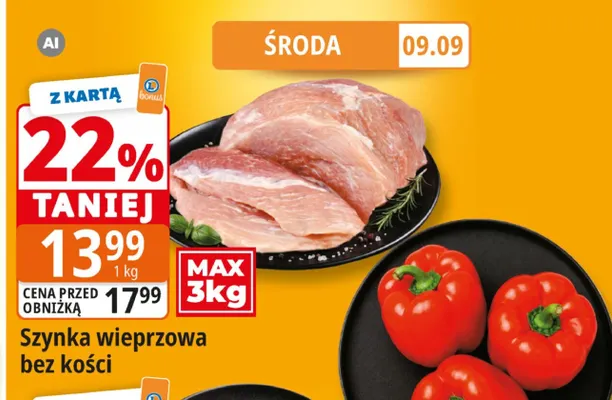 Szynka wieprzowa bez kości promocja w Leclerc