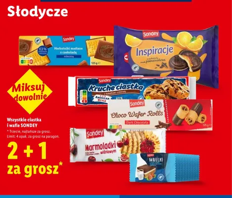 Herbatniki maślane z czekoladą mleczną Sondey promocja w Lidl