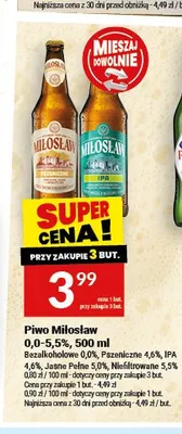 Piwo Miłosław Niefiltrowane 5,5% promocja w Twój Market