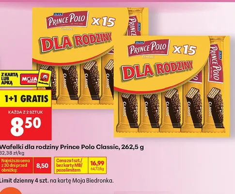 Wafelki dla rodziny Prince Polo Classic promocja w Biedronka
