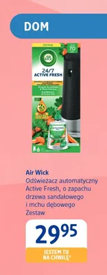 Zestaw odświeżacz automatyczny Active Fresh o zapachu drzewa sandałowego i mchu dębowego Air Wick promocja w Drogerie DM