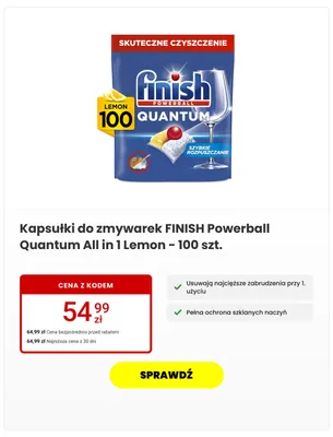 Kapsułki do zmywarek FINISH Powerball Quantum All in 1 Lemon promocja w Media Expert