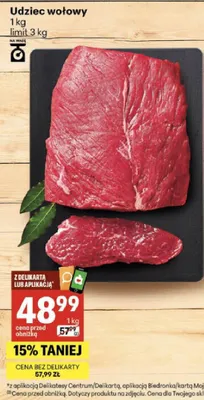 Udziec wołowy promocja w Delikatesy Centrum