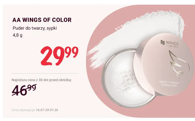 Puder do twarzy sypki AA Wings Of Color promocja w Rossmann