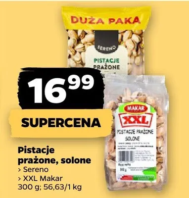 Pistacje prażone, solone Sereno, XXL Makar promocja w Netto