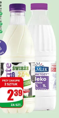 Mleko spożywcze świeże bez laktozy Łaciate 2% promocja w Dino