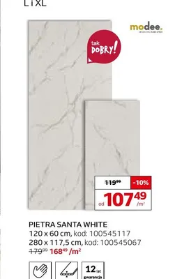 Płyta ścienna mineralna Modee Pietra Santa White 120x60 cm promocja w Komfort