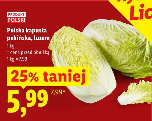 Kapusta pekińska polska luzem promocja w Lidl