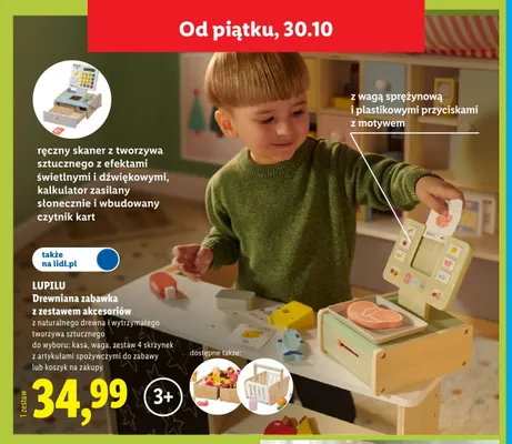 Drewniana zabawka z zestawem akcesoriów kasa Lupilu promocja w Lidl