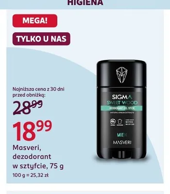 Dezodorant w sztyfcie Masveri Sweet Wood promocja w Rossmann