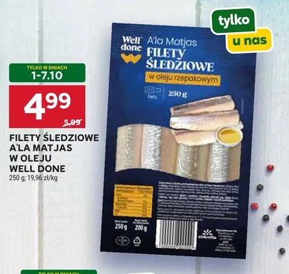 Filety śledziowe a'la matjas w oleju Well Done promocja w Stokrotka