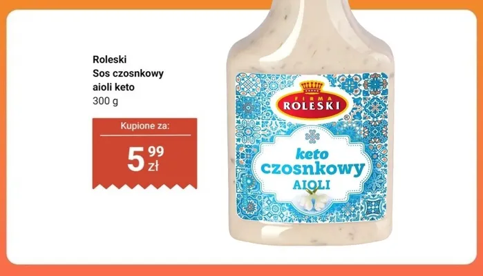 Sos czosnkowy aioli keto Roleski promocja w Dino