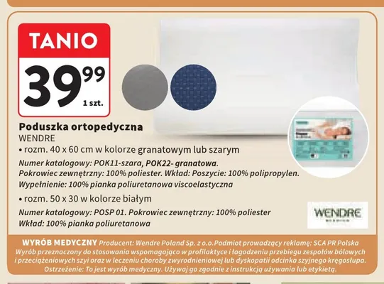 Poduszka ortopedyczna 50x30 cm Wendre promocja w Intermarche