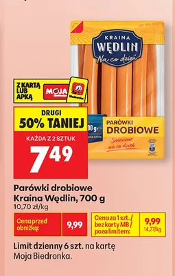 Parówki drobiowe Kraina Wędlin promocja w Biedronka