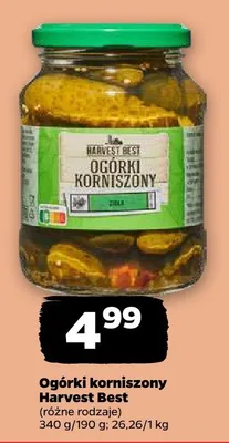 Ogórki korniszony Harvest Best promocja w Netto
