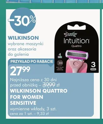 Wkłady wymienne Wilkinson Quattro for Women Sensitive promocja w Super-Pharm