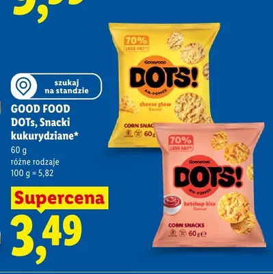 Snacki kukurydziane DOTS! Cheese Glow GOOD FOOD promocja w Lidl