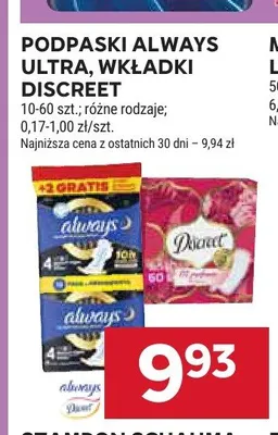 Podpaski Always Ultra promocja w Stokrotka