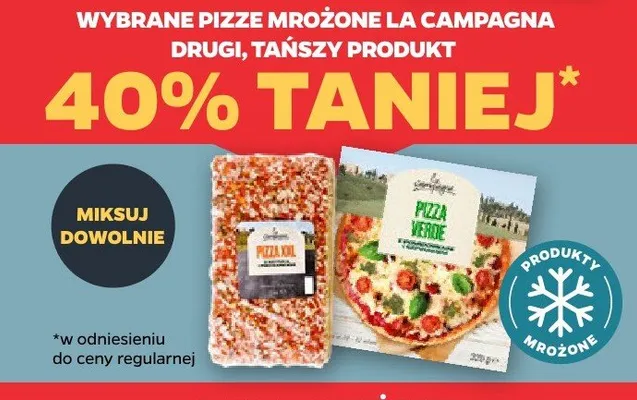 Pizza mozzarella, drugi tańszy produkt 40% taniej promocja w Netto