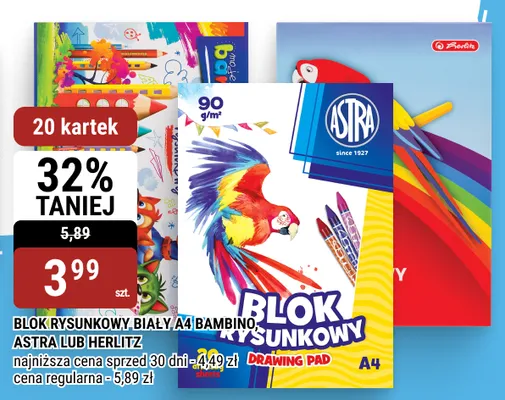 Blok rysunkowy biały A4 Herlitz promocja w bi1