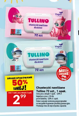 Chusteczki nawilżane dla dzieci Tullino promocja w Twój Market