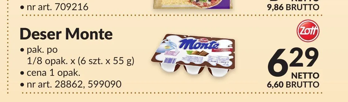 Deser Monte 6-pak Zott promocja w Makro
