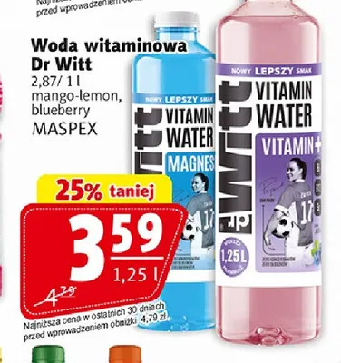 Woda witaminowa Dr Witt blueberry promocja w Prim Market
