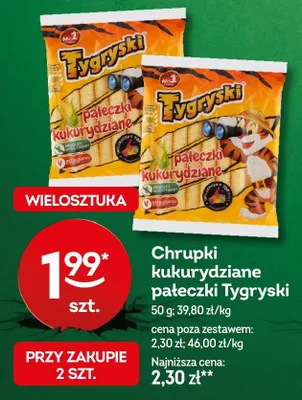 Chrupki kukurydziane pałeczki Tygryski promocja w Żabka